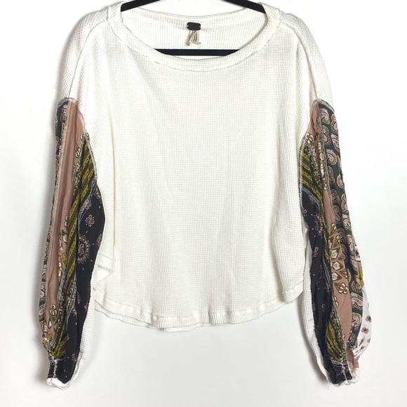 Free People White Blossom Thermal Patchwork Top - Picture 3 of 8